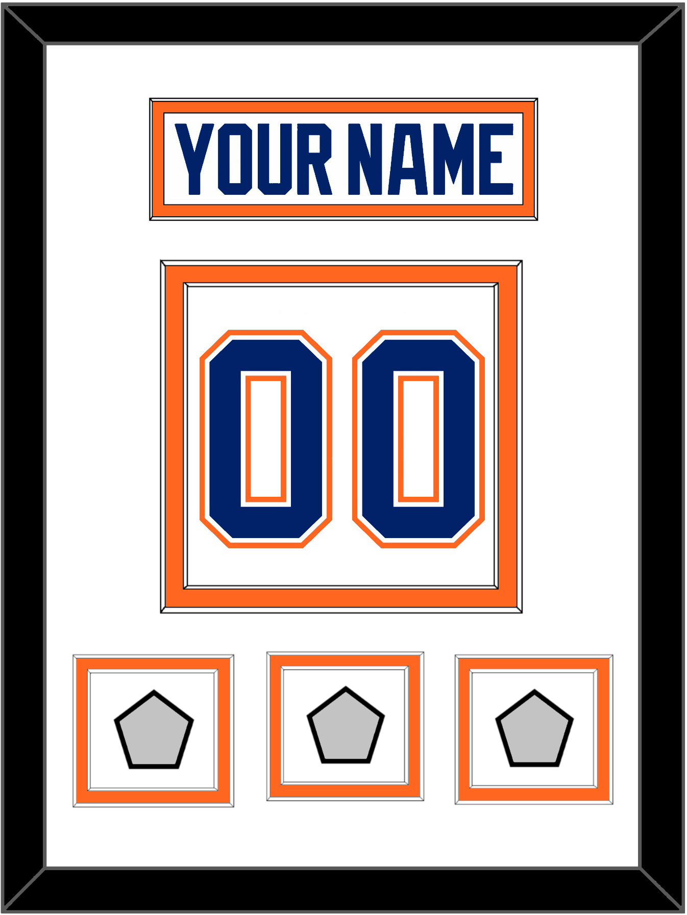 Edmonton Nameplate & Number (Back) With 3 Stanley Cup Champions Patches - Home White (1981-1994) - Signature Tier 1