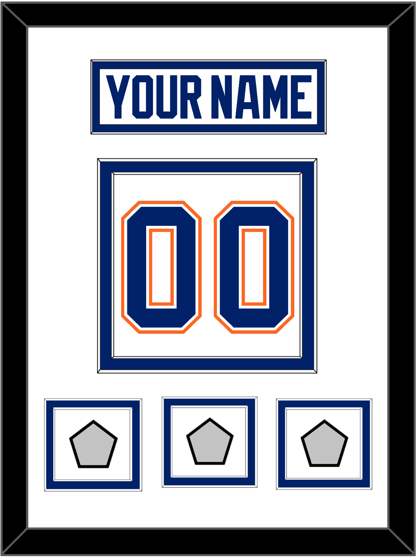Edmonton Nameplate & Number (Back) With 3 Stanley Cup Champions Patches - Home White (1981-1994) - Signature Tier 2