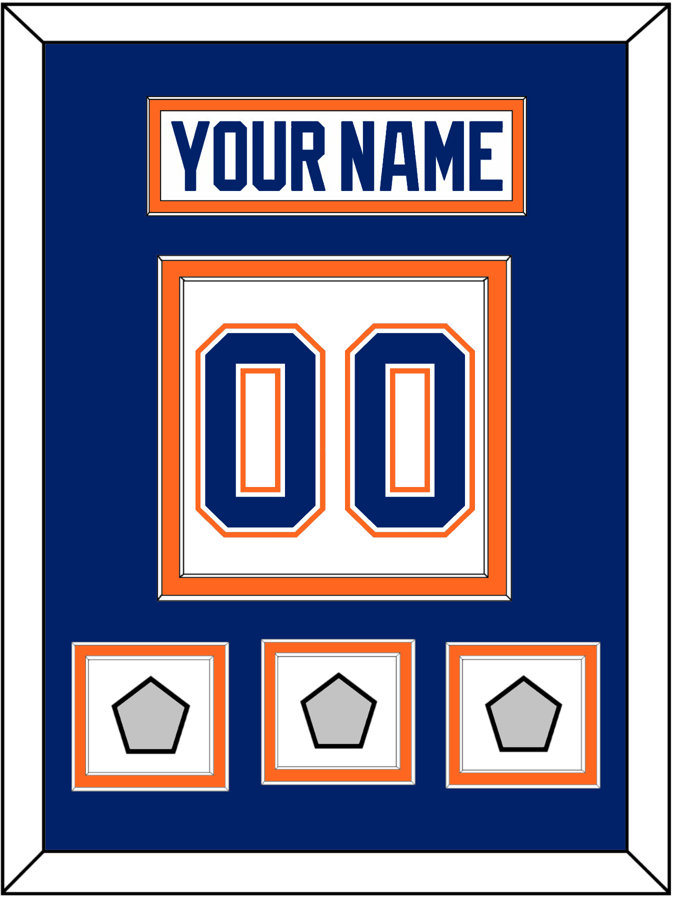 Edmonton Nameplate & Number (Back) With 3 Stanley Cup Champions Patches - Home White (1981-1994) - Signature Tier 3