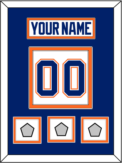 Edmonton Nameplate & Number (Back) With 3 Stanley Cup Champions Patches - Home White (1981-1994) - Signature Tier 3