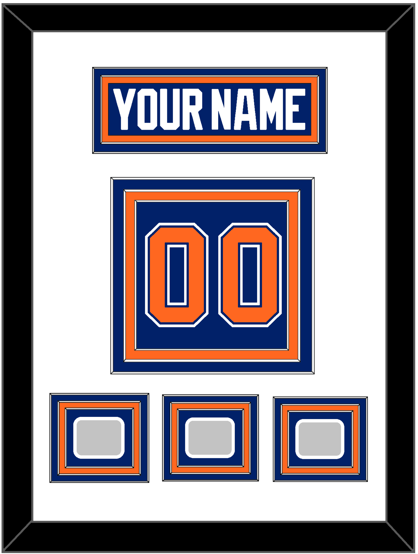Edmonton Nameplate & Number (Back) With 3 Stanley Cup Champions Patches - Road Blue (1981-1994) - Premier Tier 1