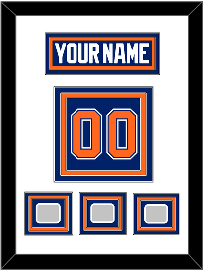 Edmonton Nameplate & Number (Back) With 3 Stanley Cup Champions Patches - Road Blue (1981-1994) - Premier Tier 1