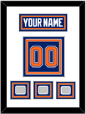 Edmonton Nameplate & Number (Back) With 3 Stanley Cup Champions Patches - Road Blue (1981-1994) - Triple Mat 1