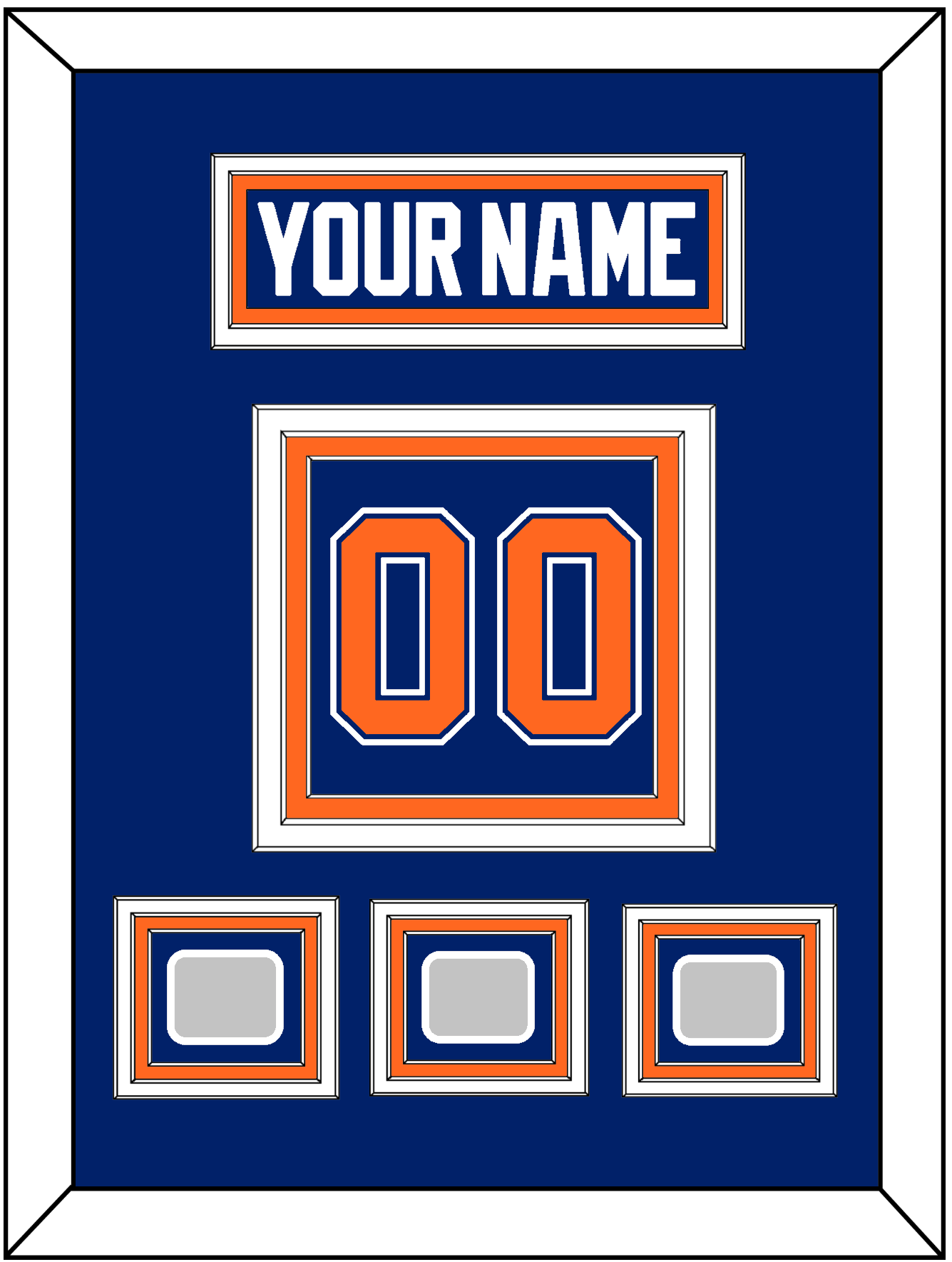Edmonton Nameplate & Number (Back) With 3 Stanley Cup Champions Patches - Road Blue (1981-1994) - Premier Tier 2