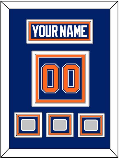 Edmonton Nameplate & Number (Back) With 3 Stanley Cup Champions Patches - Road Blue (1981-1994) - Premier Tier 2