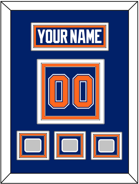 Edmonton Nameplate & Number (Back) With 3 Stanley Cup Champions Patches - Road Blue (1981-1994) - Premier Tier 2