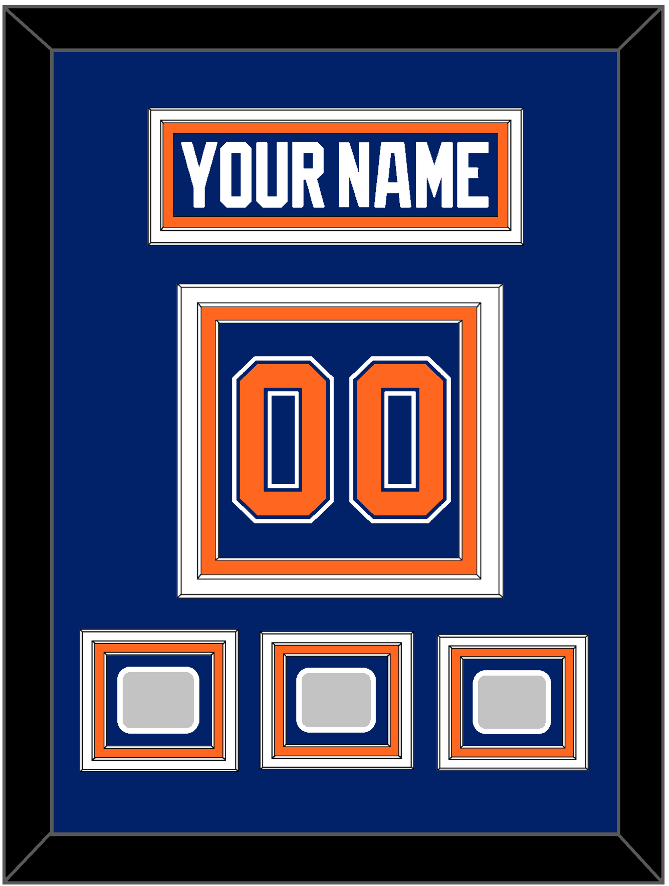 Edmonton Nameplate & Number (Back) With 3 Stanley Cup Champions Patches - Road Blue (1981-1994) - Premier Tier 2