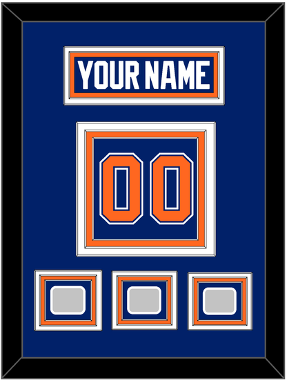 Edmonton Nameplate & Number (Back) With 3 Stanley Cup Champions Patches - Road Blue (1981-1994) - Premier Tier 2