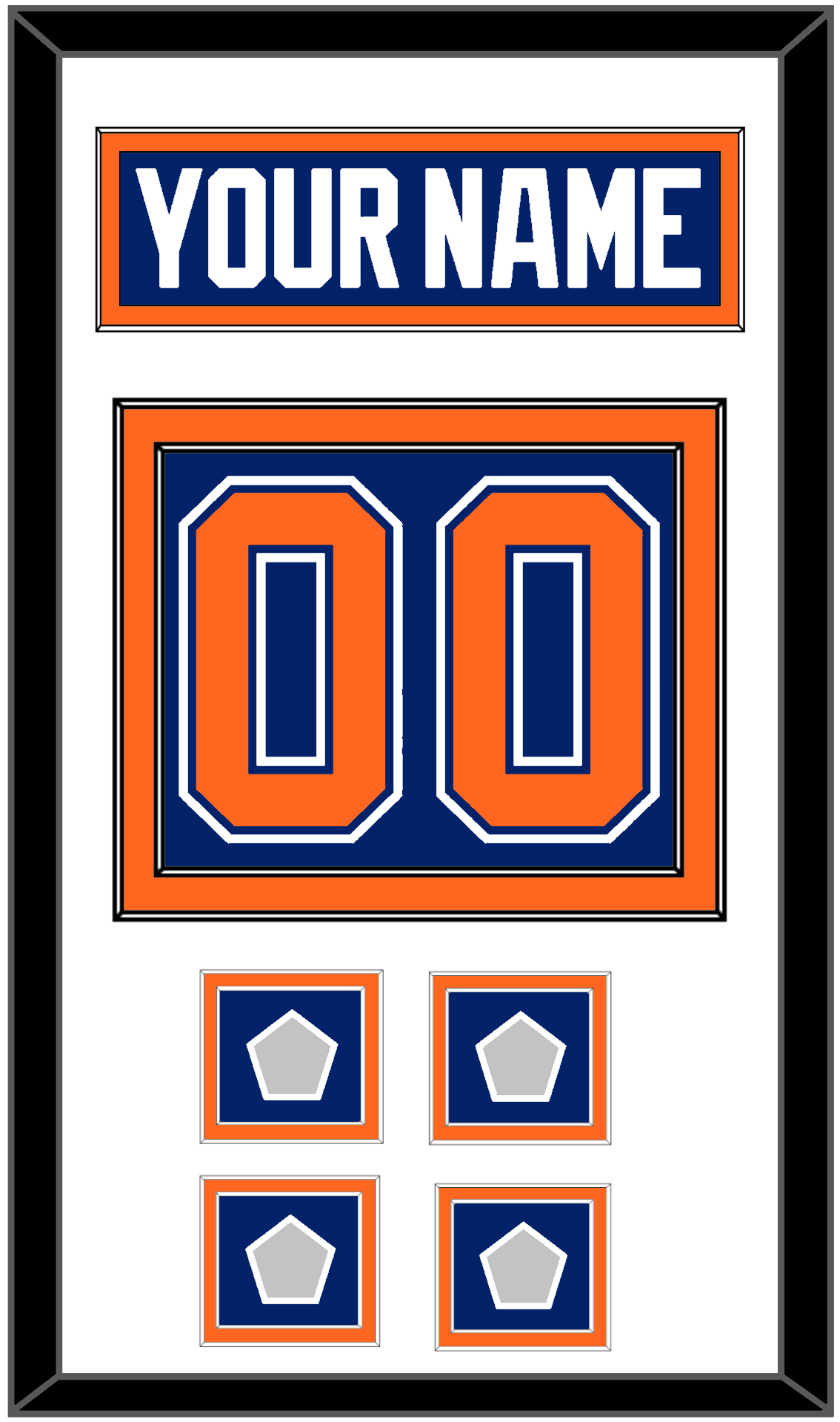 Edmonton Nameplate & Number (Back) With 4 Stanley Cup Champions Patches - Road Blue (1981-1994) - Signature Tier 1
