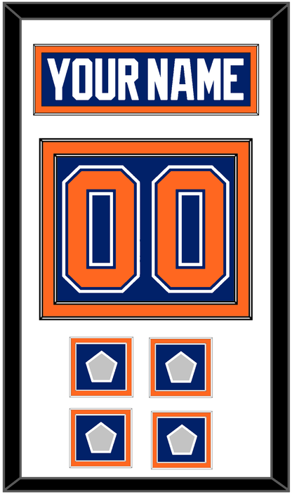 Edmonton Nameplate & Number (Back) With 4 Stanley Cup Champions Patches - Road Blue (1981-1994) - Signature Tier 1