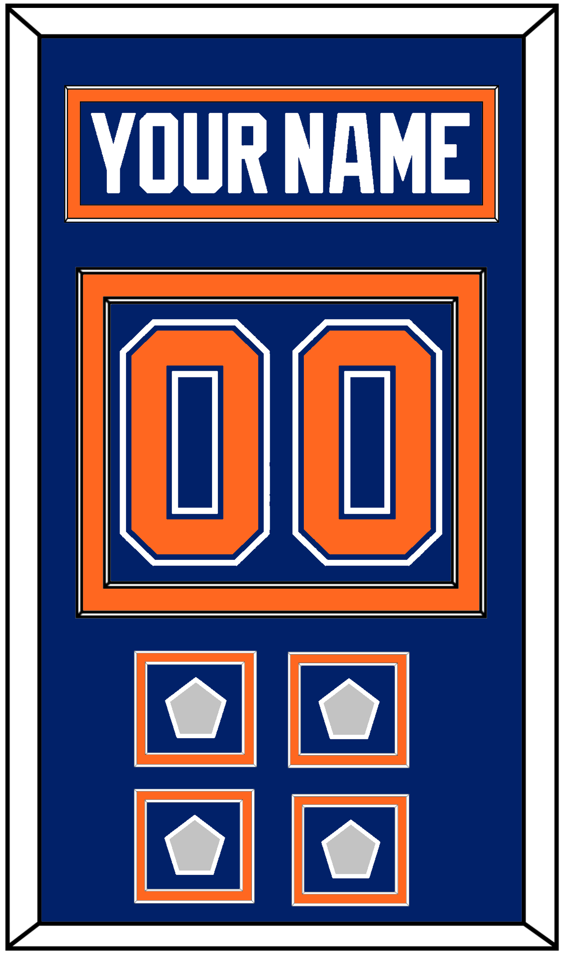 Edmonton Nameplate & Number (Back) With 4 Stanley Cup Champions Patches - Road Blue (1981-1994) - Signature Tier 2