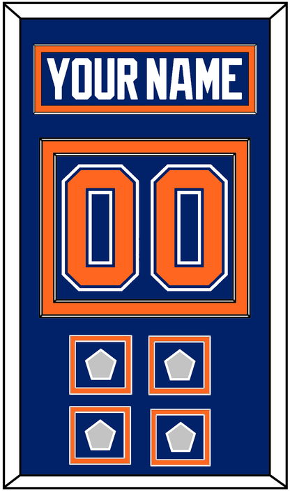 Edmonton Nameplate & Number (Back) With 4 Stanley Cup Champions Patches - Road Blue (1981-1994) - Signature Tier 2
