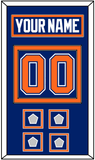 Edmonton Nameplate & Number (Back) With 4 Stanley Cup Champions Patches - Road Blue (1981-1994) - Double Mat 2