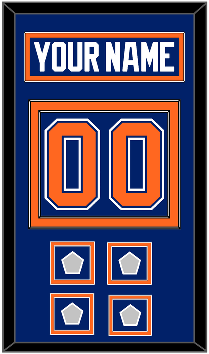 Edmonton Nameplate & Number (Back) With 4 Stanley Cup Champions Patches - Road Blue (1981-1994) - Signature Tier 2