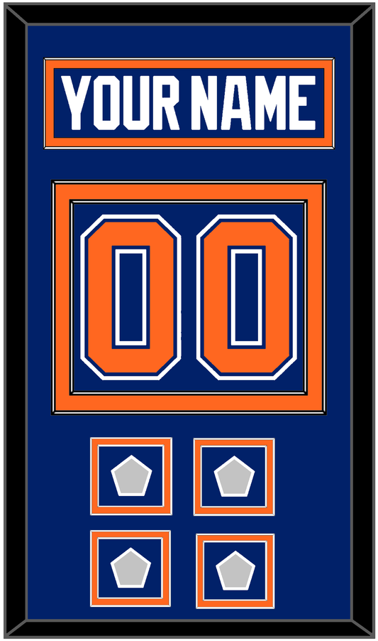 Edmonton Nameplate & Number (Back) With 4 Stanley Cup Champions Patches - Road Blue (1981-1994) - Signature Tier 2