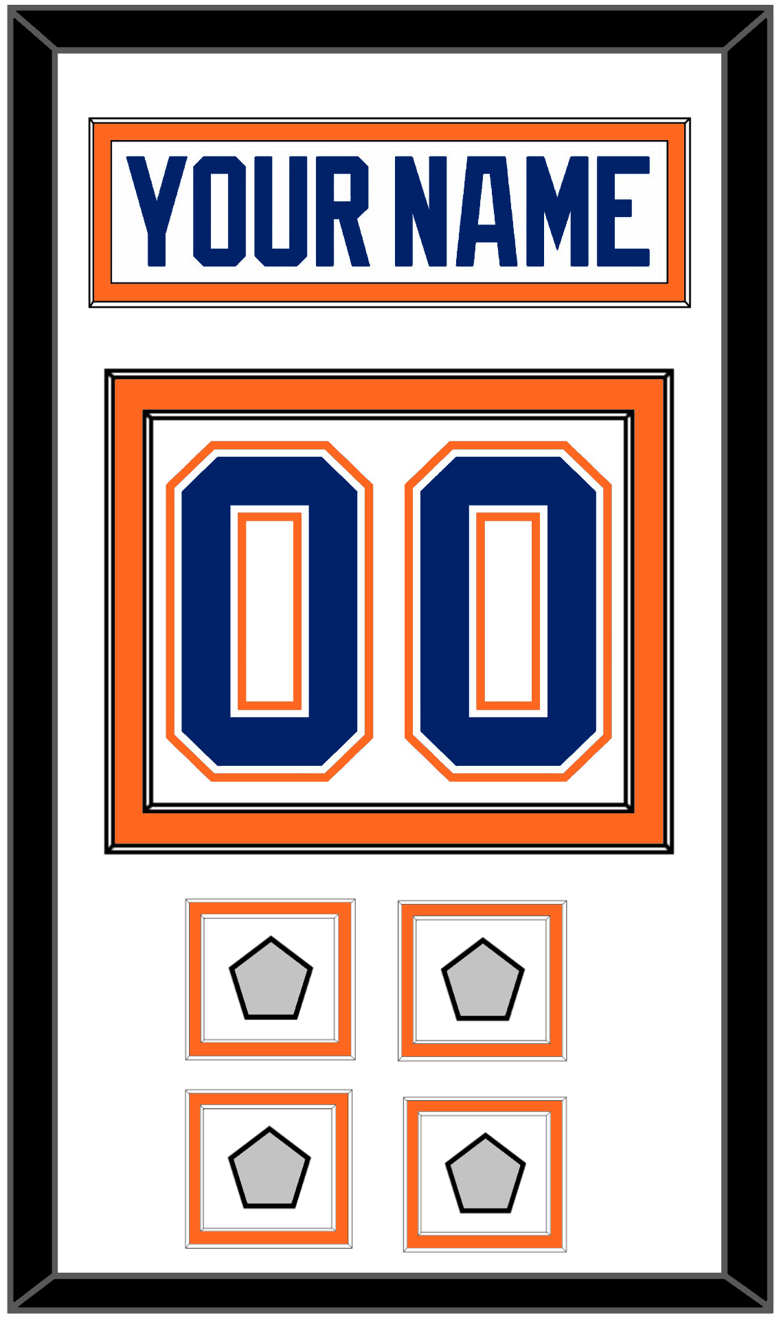 Edmonton Nameplate & Number (Back) With 4 Stanley Cup Champions Patches - Home White (1981-1994) - Signature Tier 1