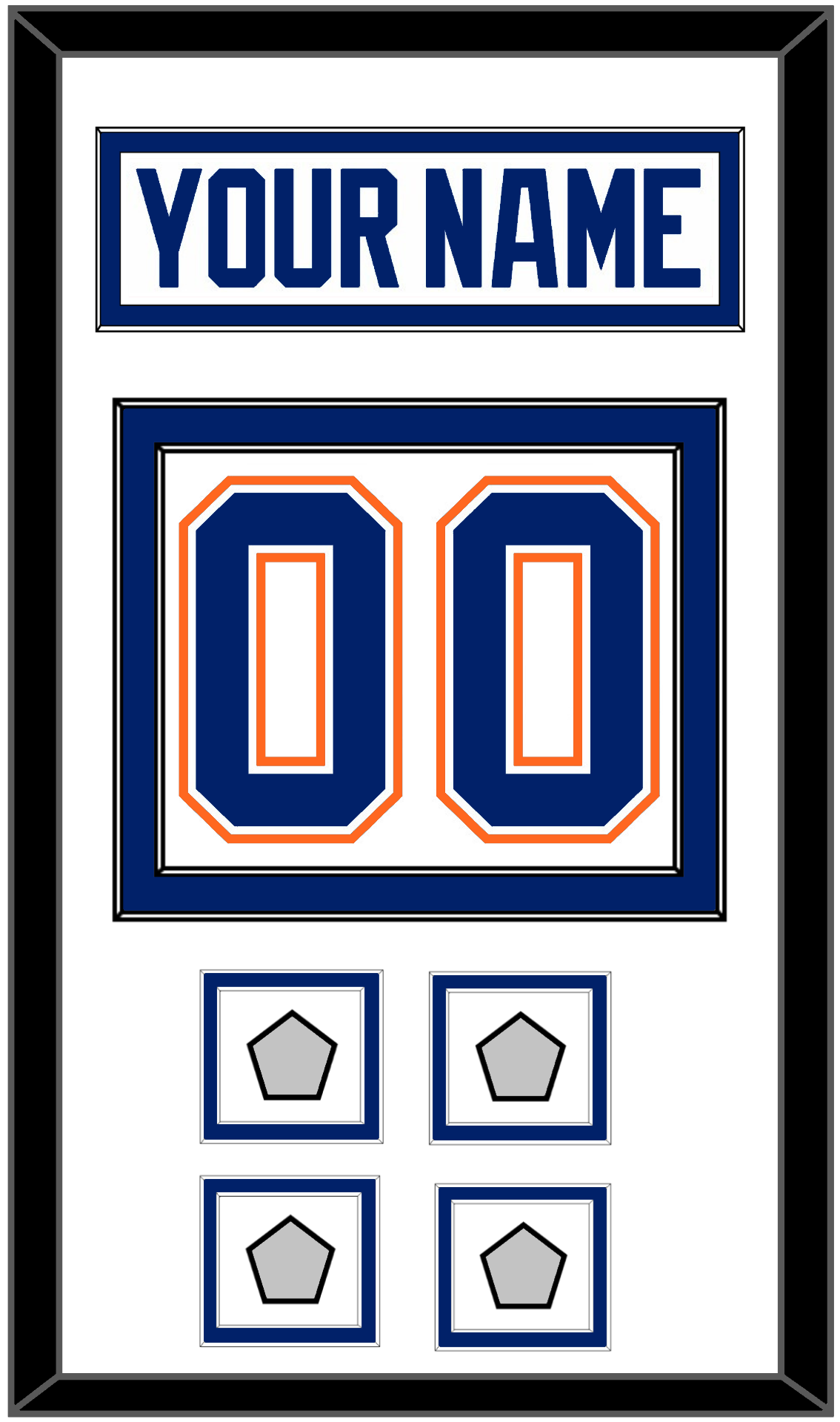 Edmonton Nameplate & Number (Back) With 4 Stanley Cup Champions Patches - Home White (1981-1994) - Signature Tier 2