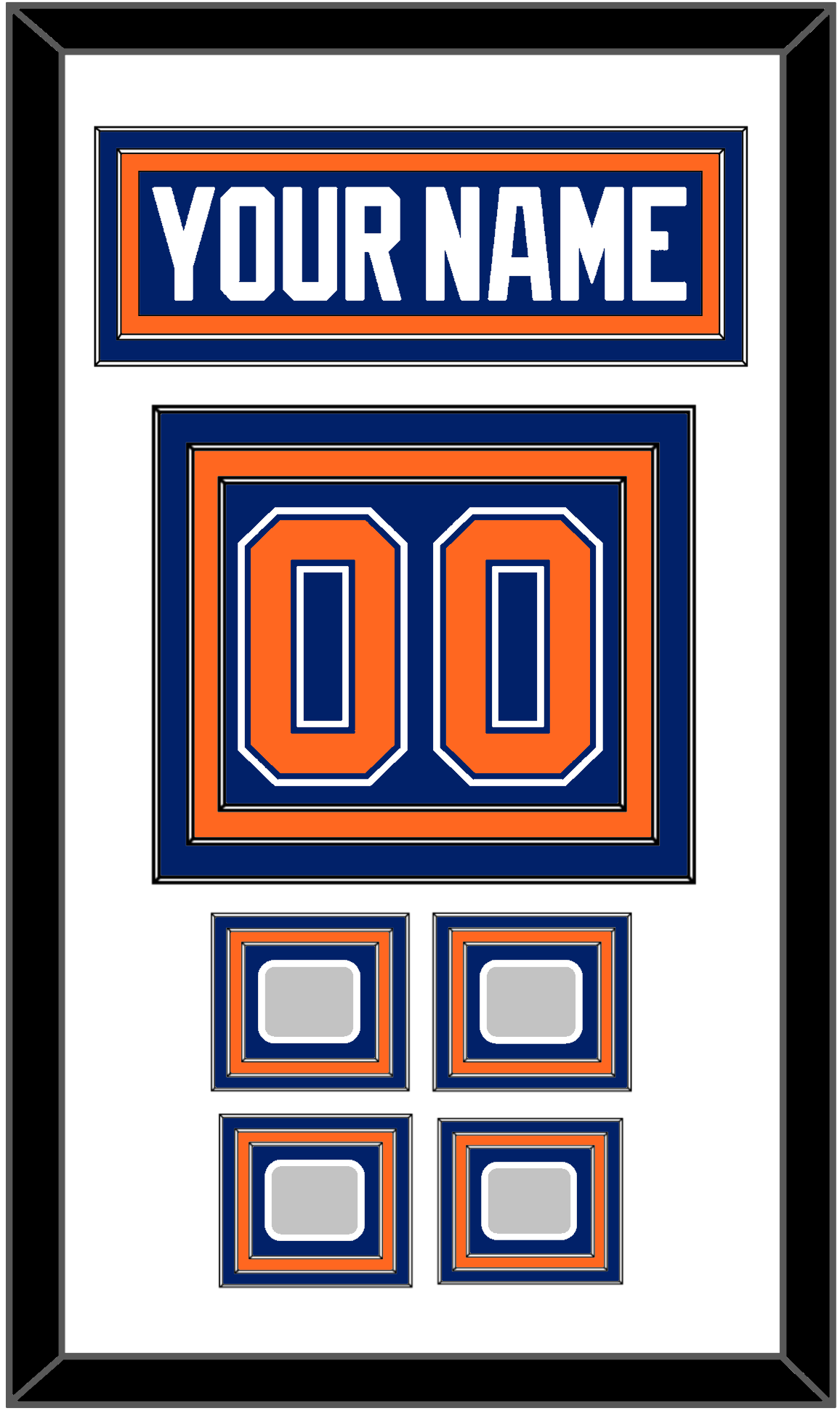 Edmonton Nameplate & Number (Back) With 4 Stanley Cup Champions Patches - Road Blue (1981-1994) - Premier Tier 1