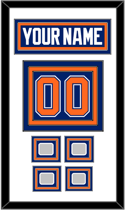 Edmonton Nameplate & Number (Back) With 4 Stanley Cup Champions Patches - Road Blue (1981-1994) - Premier Tier 1