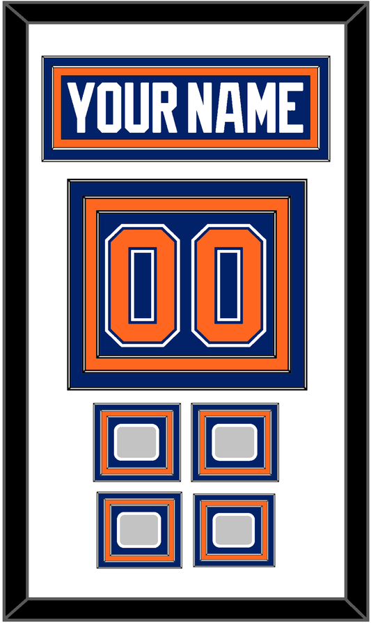 Edmonton Nameplate & Number (Back) With 4 Stanley Cup Champions Patches - Road Blue (1981-1994) - Premier Tier 1