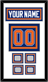 Edmonton Nameplate & Number (Back) With 4 Stanley Cup Champions Patches - Road Blue (1981-1994) - Triple Mat 1