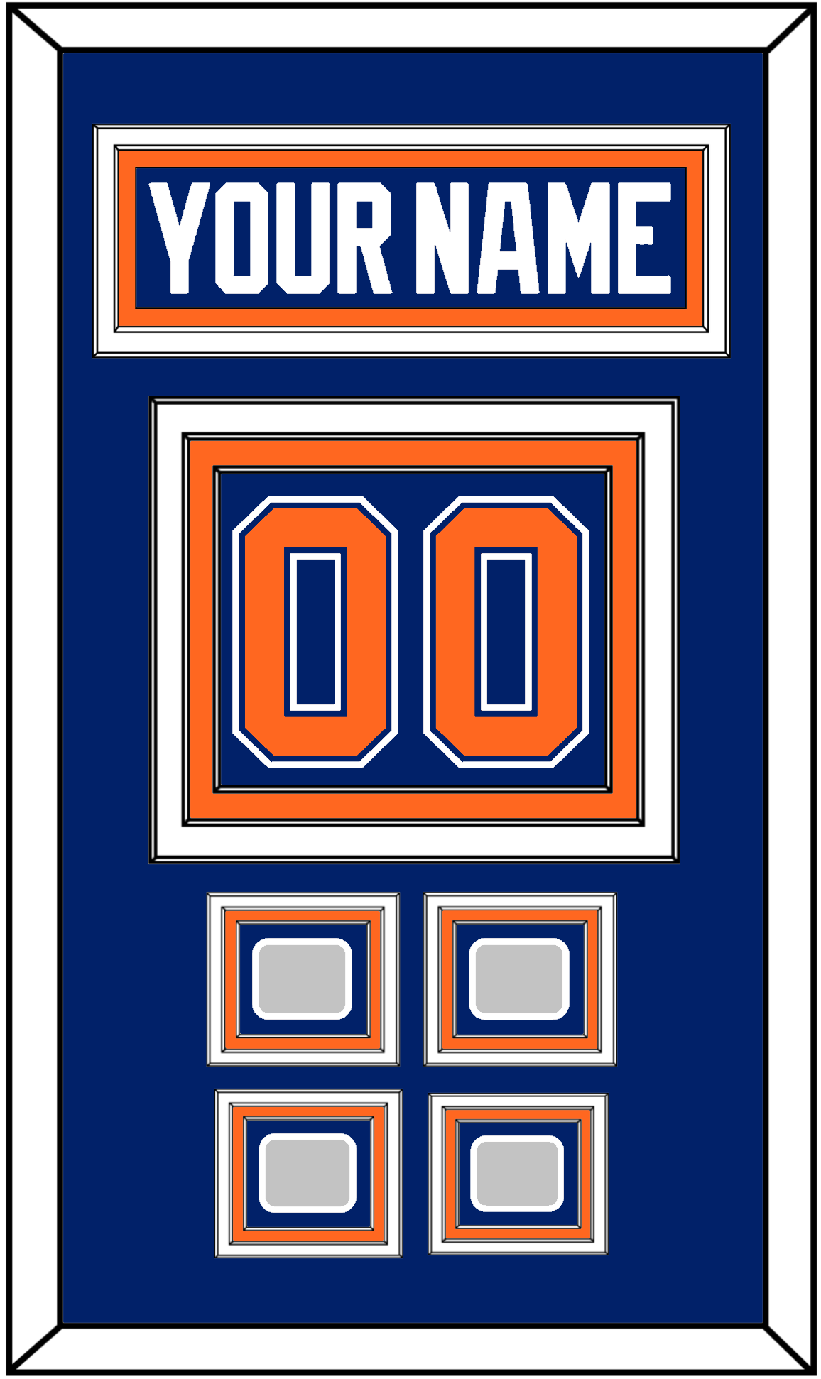 Edmonton Nameplate & Number (Back) With 4 Stanley Cup Champions Patches - Road Blue (1981-1994) - Premier Tier 2