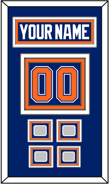 Edmonton Nameplate & Number (Back) With 4 Stanley Cup Champions Patches - Road Blue (1981-1994) - Premier Tier 2