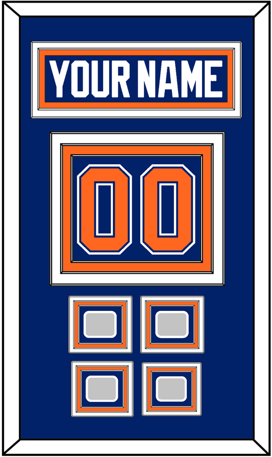 Edmonton Nameplate & Number (Back) With 4 Stanley Cup Champions Patches - Road Blue (1981-1994) - Premier Tier 2