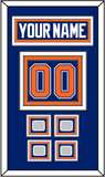 Edmonton Nameplate & Number (Back) With 4 Stanley Cup Champions Patches - Road Blue (1981-1994) - Triple Mat 2