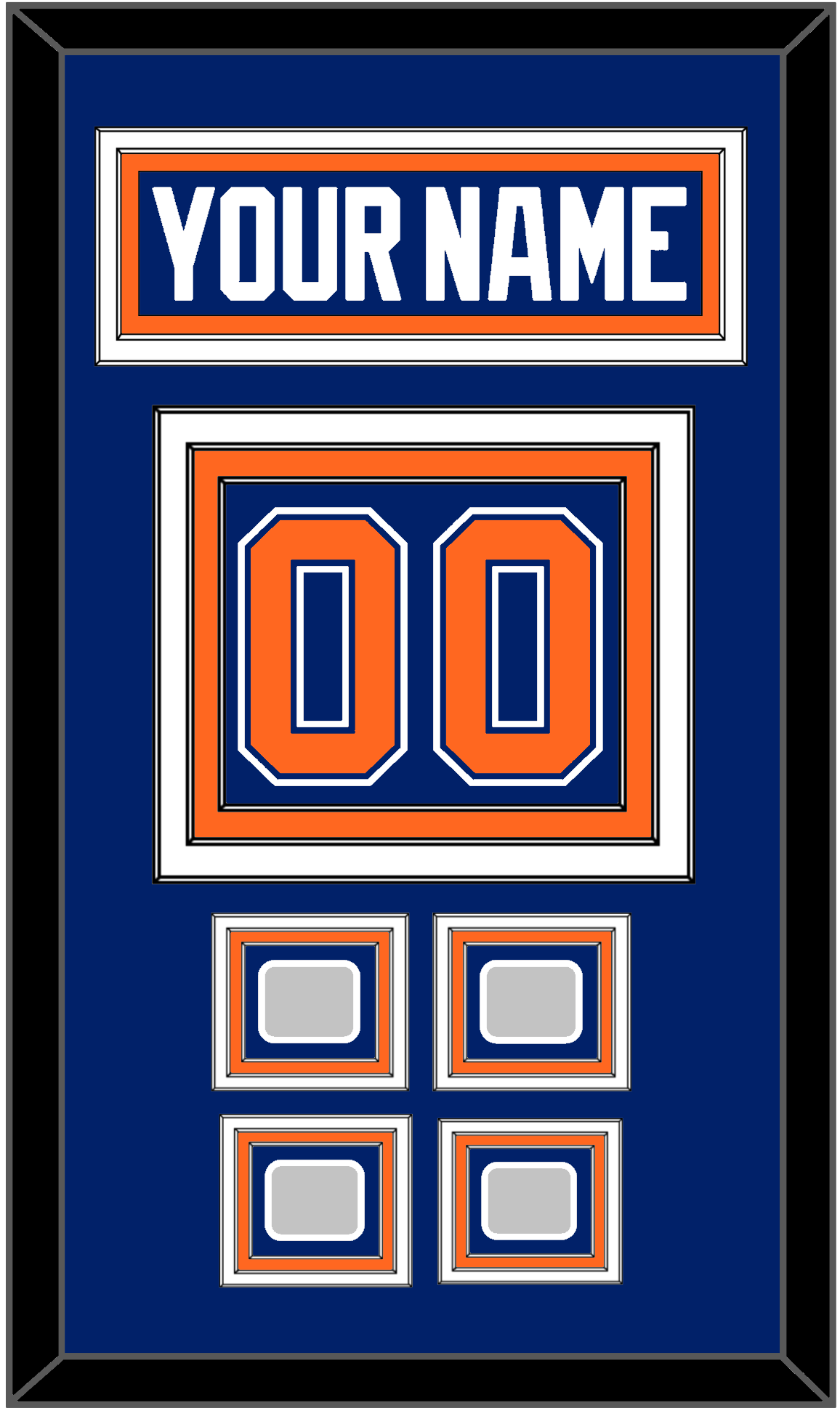 Edmonton Nameplate & Number (Back) With 4 Stanley Cup Champions Patches - Road Blue (1981-1994) - Premier Tier 2