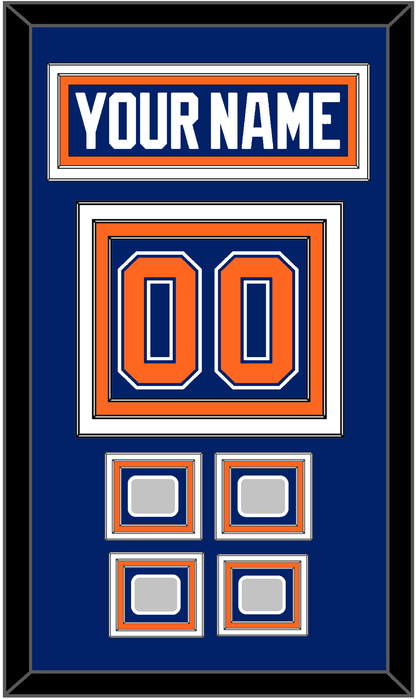 Edmonton Nameplate & Number (Back) With 4 Stanley Cup Champions Patches - Road Blue (1981-1994) - Premier Tier 2
