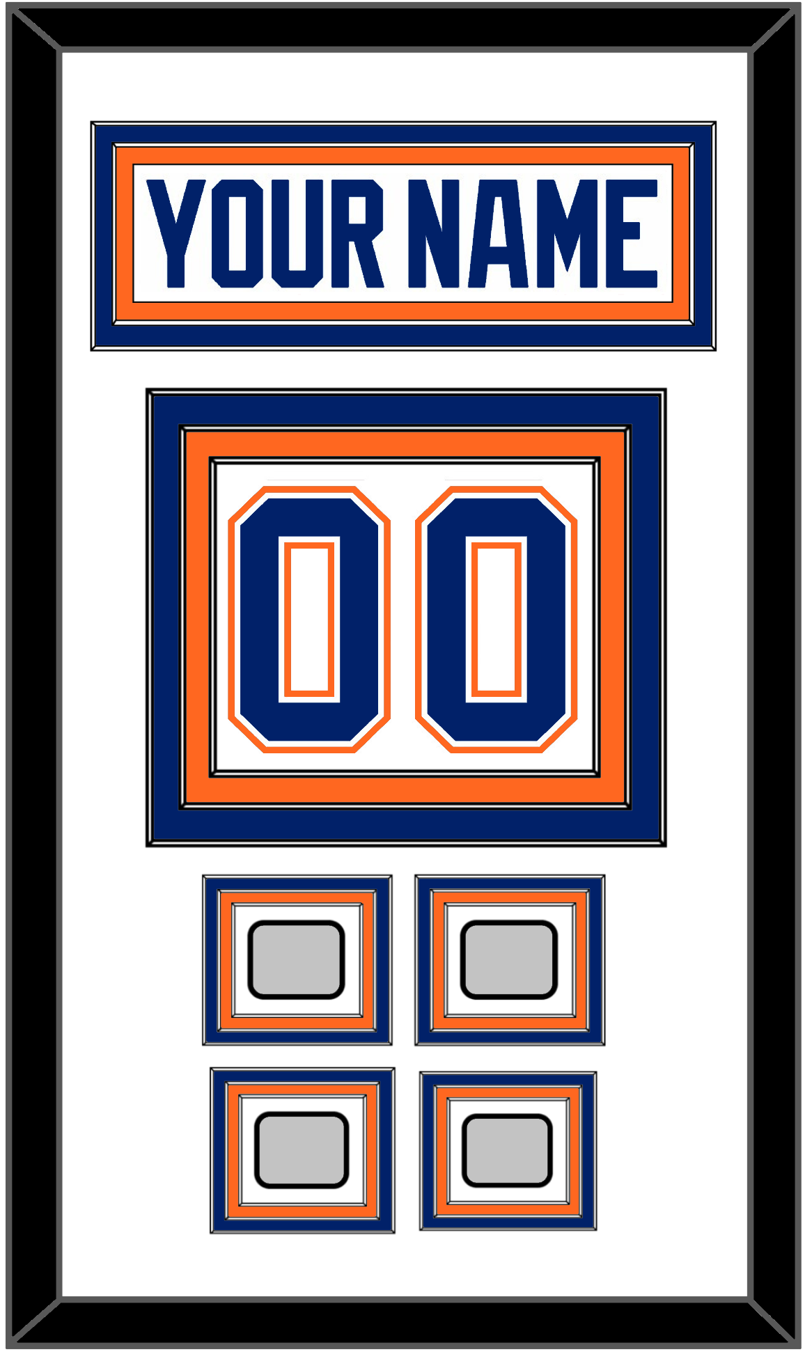 Edmonton Nameplate & Number (Back) With 4 Stanley Cup Champions Patches - Home White (1981-1994) - Premier Tier 1