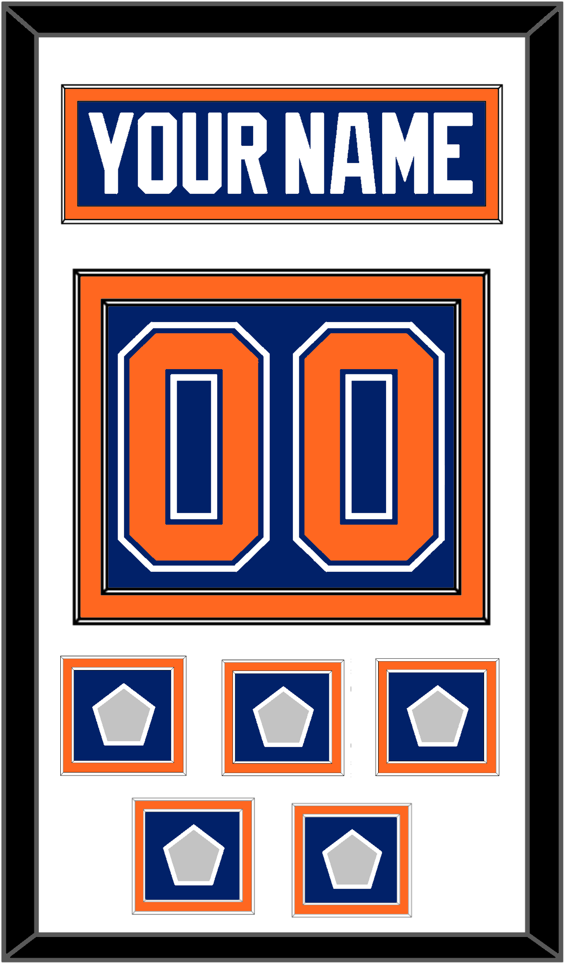 Edmonton Nameplate & Number (Back) With 5 Stanley Cup Champions Patches - Road Blue (1981-1994) - Signature Tier 1