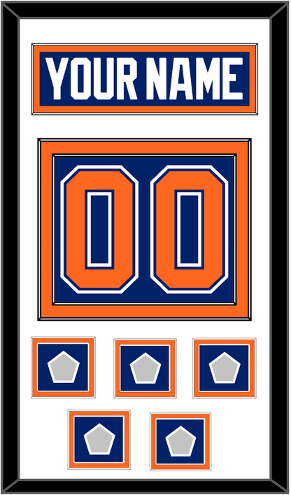 Edmonton Nameplate & Number (Back) With 5 Stanley Cup Champions Patches - Road Blue (1981-1994) - Signature Tier 1