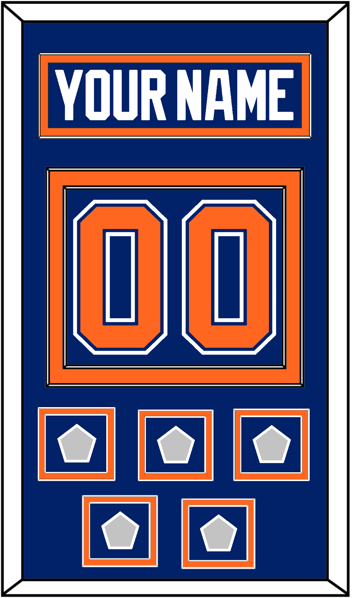 Edmonton Nameplate & Number (Back) With 5 Stanley Cup Champions Patches - Road Blue (1981-1994) - Signature Tier 2