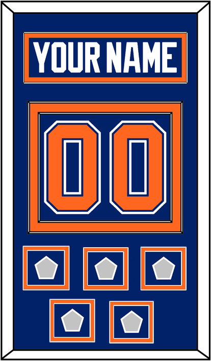 Edmonton Nameplate & Number (Back) With 5 Stanley Cup Champions Patches - Road Blue (1981-1994) - Signature Tier 2