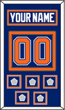 Edmonton Nameplate & Number (Back) With 5 Stanley Cup Champions Patches - Road Blue (1981-1994) - Double Mat 2