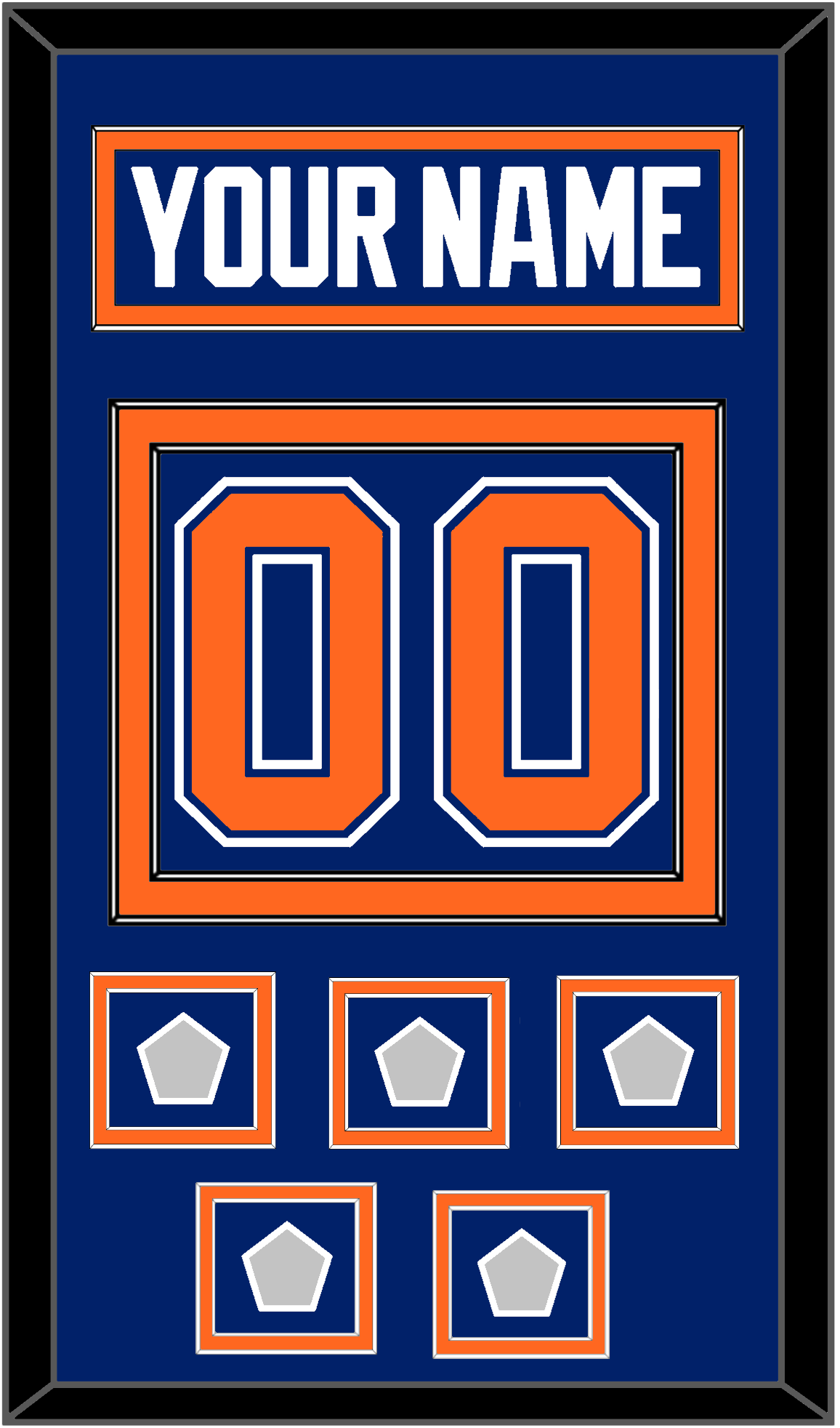 Edmonton Nameplate & Number (Back) With 5 Stanley Cup Champions Patches - Road Blue (1981-1994) - Signature Tier 2