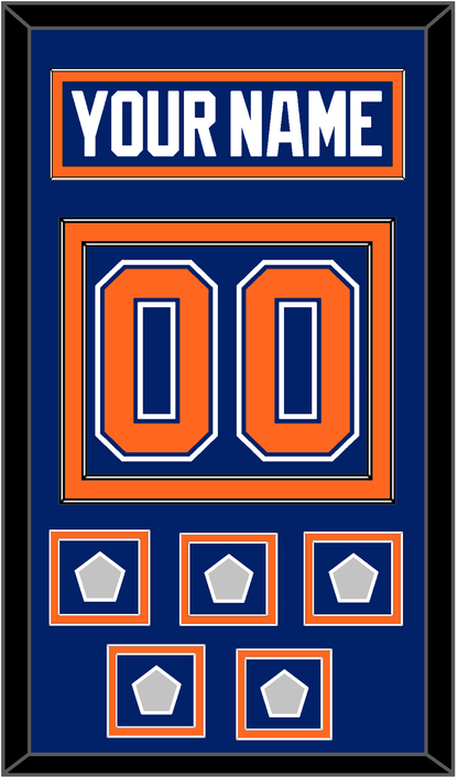 Edmonton Nameplate & Number (Back) With 5 Stanley Cup Champions Patches - Road Blue (1981-1994) - Signature Tier 2