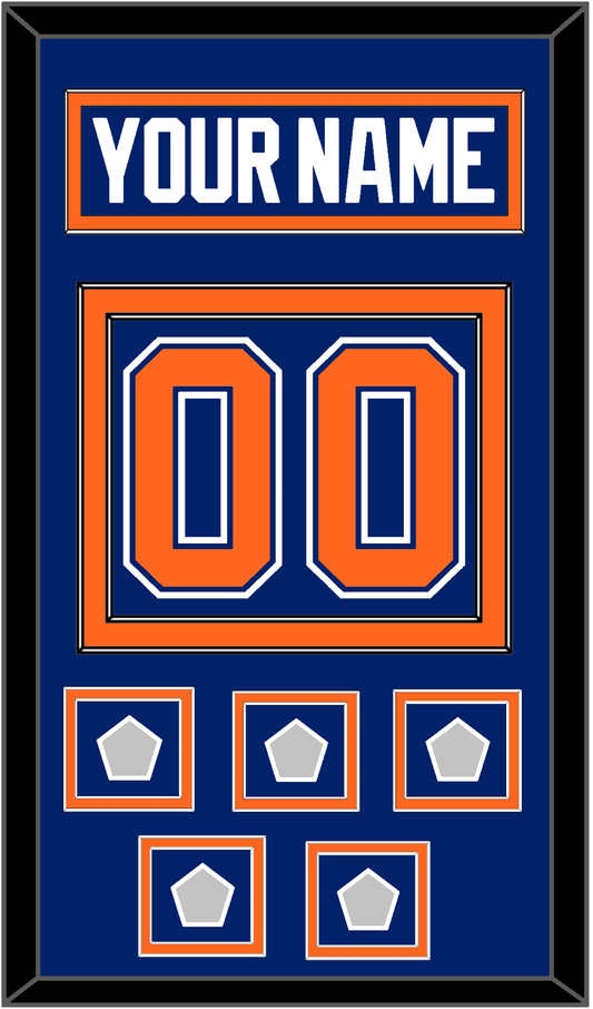 Edmonton Nameplate & Number (Back) With 5 Stanley Cup Champions Patches - Road Blue (1981-1994) - Signature Tier 2