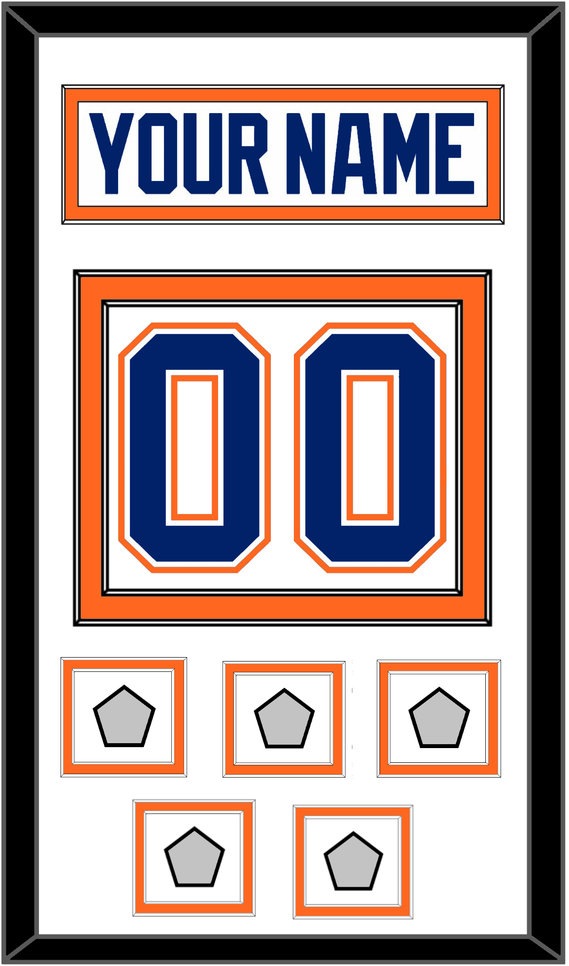 Edmonton Nameplate & Number (Back) With 5 Stanley Cup Champions Patches - Home White (1981-1994) - Signature Tier 1