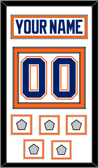 Edmonton Nameplate & Number (Back) With 5 Stanley Cup Champions Patches - Home White (1981-1994) - Signature Tier 1