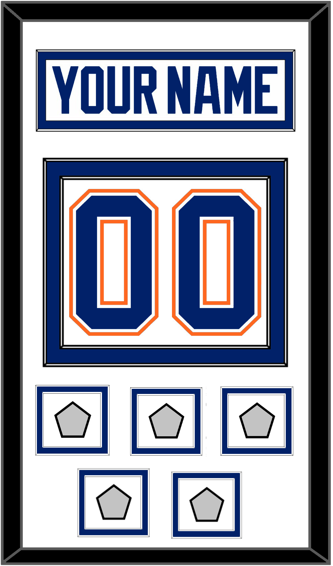 Edmonton Nameplate & Number (Back) With 5 Stanley Cup Champions Patches - Home White (1981-1994) - Signature Tier 2