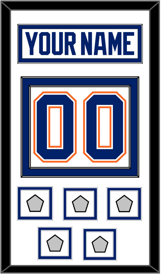 Edmonton Nameplate & Number (Back) With 5 Stanley Cup Champions Patches - Home White (1981-1994) - Signature Tier 2
