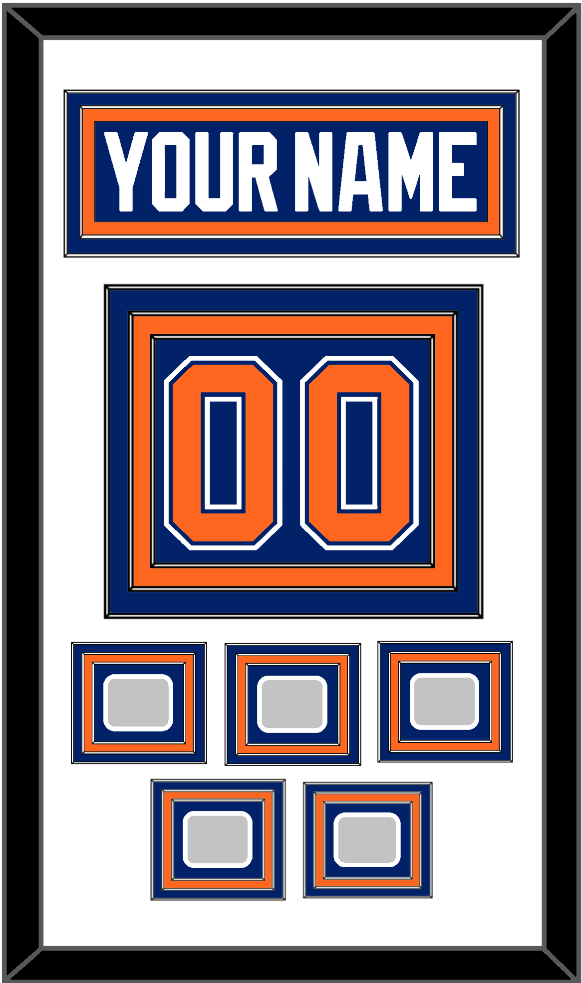 Edmonton Nameplate & Number (Back) With 5 Stanley Cup Champions Patches - Road Blue (1981-1994) - Premier Tier 1
