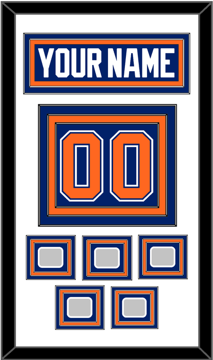 Edmonton Nameplate & Number (Back) With 5 Stanley Cup Champions Patches - Road Blue (1981-1994) - Premier Tier 1