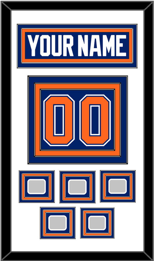 Edmonton Nameplate & Number (Back) With 5 Stanley Cup Champions Patches - Road Blue (1981-1994) - Premier Tier 1