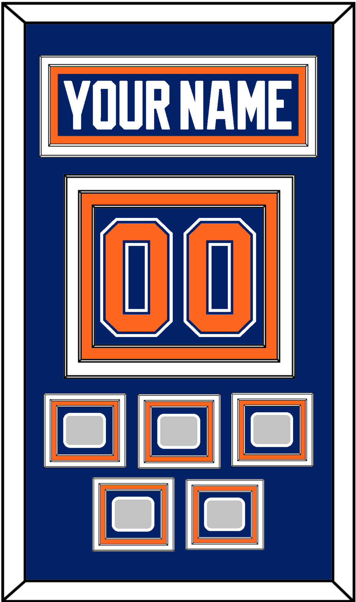 Edmonton Nameplate & Number (Back) With 5 Stanley Cup Champions Patches - Road Blue (1981-1994) - Premier Tier 2