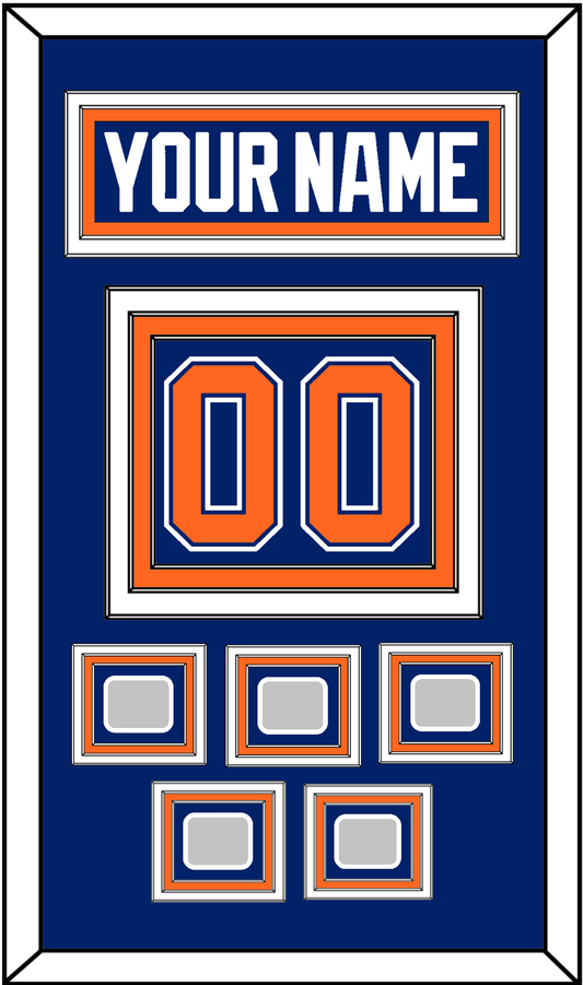 Edmonton Nameplate & Number (Back) With 5 Stanley Cup Champions Patches - Road Blue (1981-1994) - Premier Tier 2
