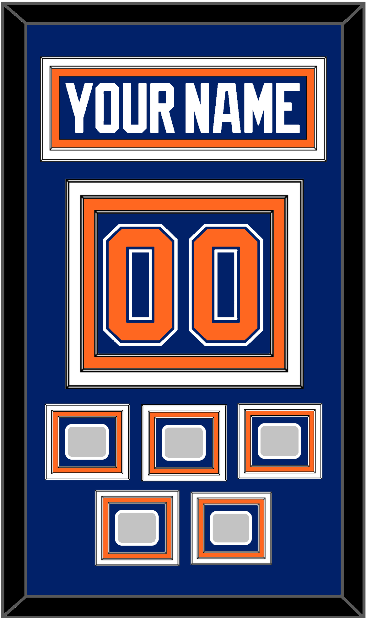 Edmonton Nameplate & Number (Back) With 5 Stanley Cup Champions Patches - Road Blue (1981-1994) - Premier Tier 2